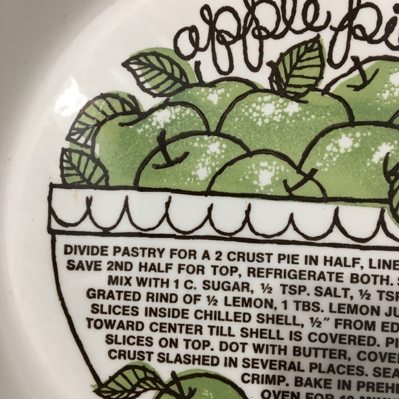 Vintage Apple Pie Recipe Pie Plate bakeware - Picture 3 of 16